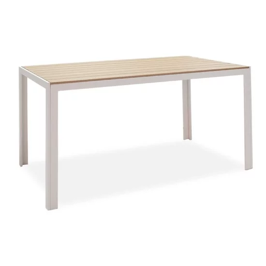 Τραπέζι Nares αλουμίνιο λευκό-plywood φυσικό 140x80x72.5εκ Τραπέζι Nares αλουμίνιο λευκό-plywood φυσικό 140x80x72.5εκ