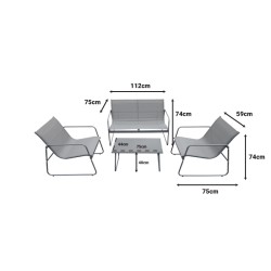 Σαλόνι Veranda σετ 4τμχ μέταλλο και textilene σε ανθρακί απόχρωση Model: 152-000011