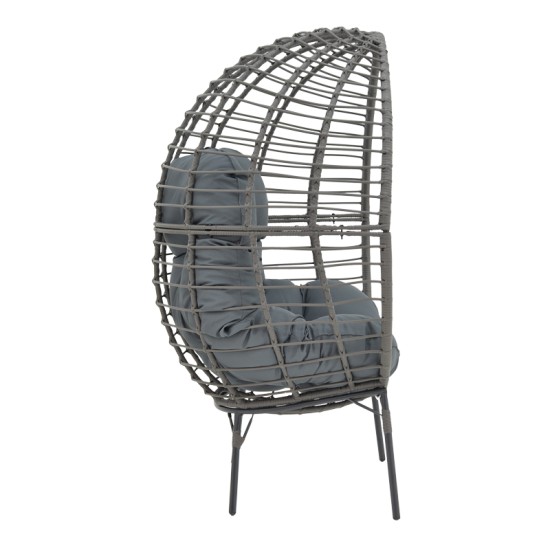 Πολυθρόνα Nestie   wicker rattan γκρι-μεταλλικό γκρι πόδι-γκρι μαξιλάρι 102x80x155εκ Model: 152-000020