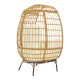 Πολυθρόνα Frox  wicker rattan φυσικό-μεταλλικό φυσικό-μαύρο πόδι-μπεζ μαξιλάρι 96x76x145εκ Model: 152-000021