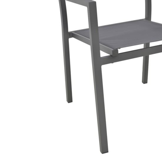 Πολυθρόνα Moly ανθρακί αλουμίνιο-textilene 61x56.5x87.5εκ Πολυθρόνα Moly ανθρακί αλουμίνιο-textilene 61x56.5x87.5εκ