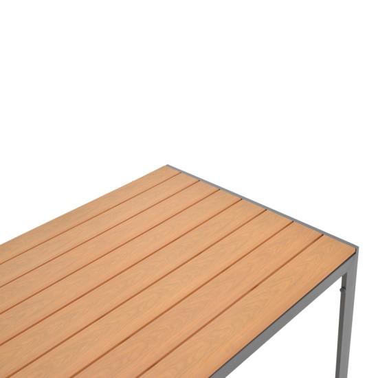 Τραπέζι Nares  αλουμίνιο ανθρακί-plywood φυσικό 140x80x72.5εκ Model: 152-000029