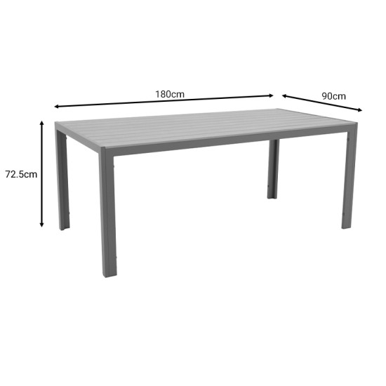 Τραπέζι Nares  αλουμίνιο ανθρακί-plywood φυσικό 180x90x72.5εκ Model: 152-000030