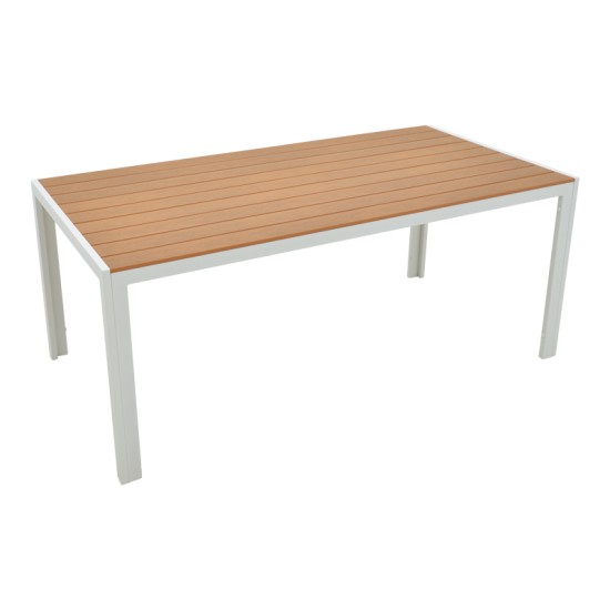 Τραπέζι Nares  αλουμίνιο λευκό-plywood φυσικό 180x90x72.5εκ Model: 152-000031