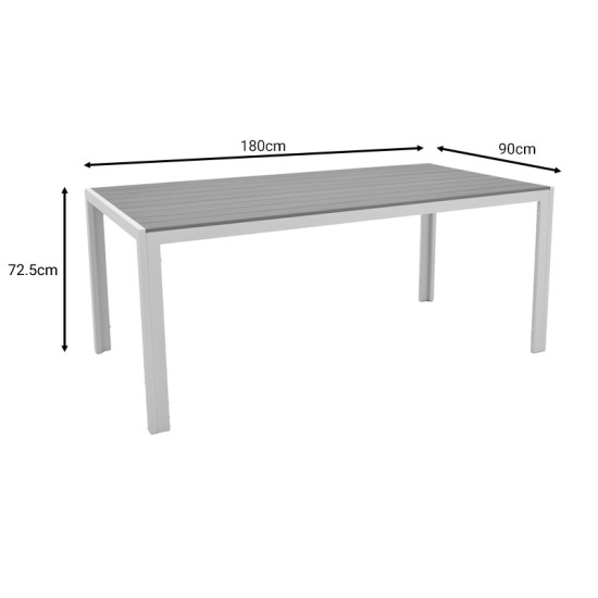 Τραπέζι Nares  αλουμίνιο λευκό-plywood φυσικό 180x90x72.5εκ Model: 152-000031