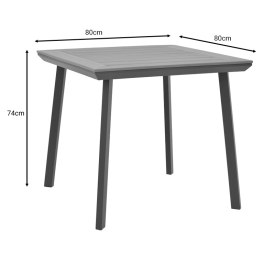 Τραπέζι Synergy  αλουμίνιο ανθρακί-plywood φυσικό 80x80x74εκ Model: 152-000032