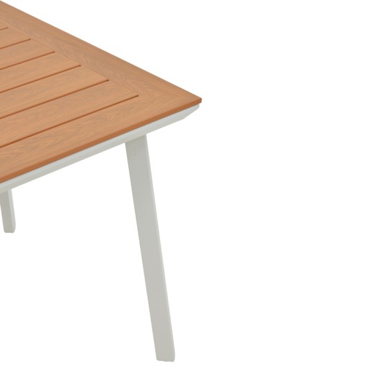 Τραπέζι Synergy  αλουμίνιο λευκό-plywood φυσικό 80x80x74εκ Model: 152-000033