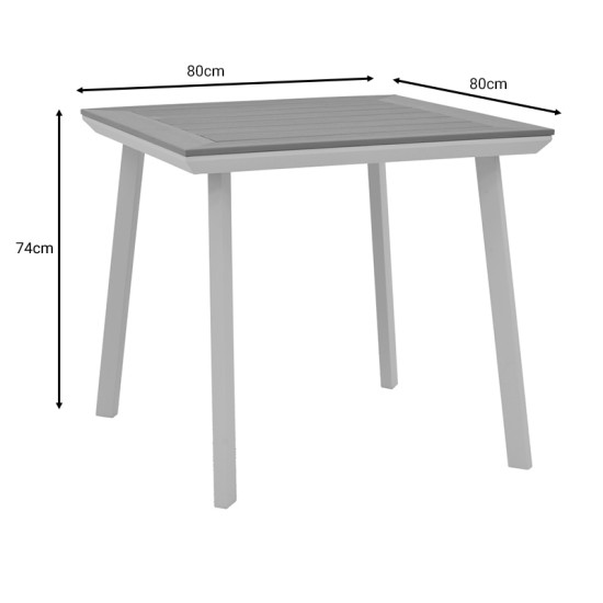 Τραπέζι Synergy  αλουμίνιο λευκό-plywood φυσικό 80x80x74εκ Model: 152-000033