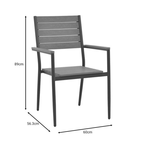 Πολυθρόνα Uplift  αλουμίνιο ανθρακί- plywood γκρι 60x56.3x89εκ Model: 152-000035