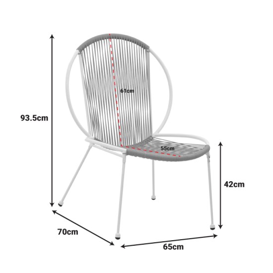 Καρέκλα Dapper  λευκό μέταλλο-pe φυσικό 65x70x93.5εκ
