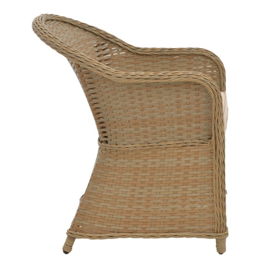 Πολυθρόνα κήπου Hadrian  rattan καφέ- textilene μπεζ 57x70x85εκ Model: 152-000053