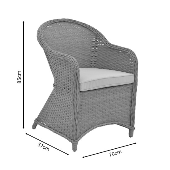 Πολυθρόνα κήπου Hadrian  rattan καφέ- textilene μπεζ 57x70x85εκ Model: 152-000053