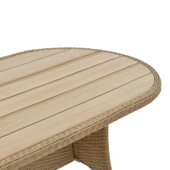 Τραπέζι Keir pakoworld rattan-αλουμίνιο καφέ 180x90x72εκ Model: 152-000054