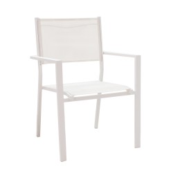 Τραπεζαρία Zacreta-Nares σετ 7τεμ  λευκό αλουμίνιο και plywood σε φυσικό χρώμα 180x90x72.5εκ