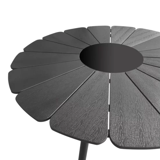 Τραπέζι Pinap  μαύρο αλουμίνιο και plywood σε μαύρη απόχρωση Φ110x74εκ