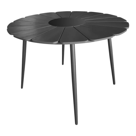 Τραπέζι Pinap  μαύρο αλουμίνιο και plywood σε μαύρη απόχρωση Φ110x74εκ