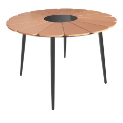 Τραπέζι Pinap  μαύρο αλουμίνιο και plywood σε φυσική απόχρωση Φ110x74εκ Τραπέζι Pinap  μαύρο αλουμίνιο και plywood σε φυσική απόχρωση Φ110x74εκ