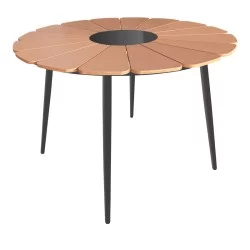 Τραπέζι Pinap  μαύρο αλουμίνιο και plywood σε φυσική απόχρωση Φ110x74εκ