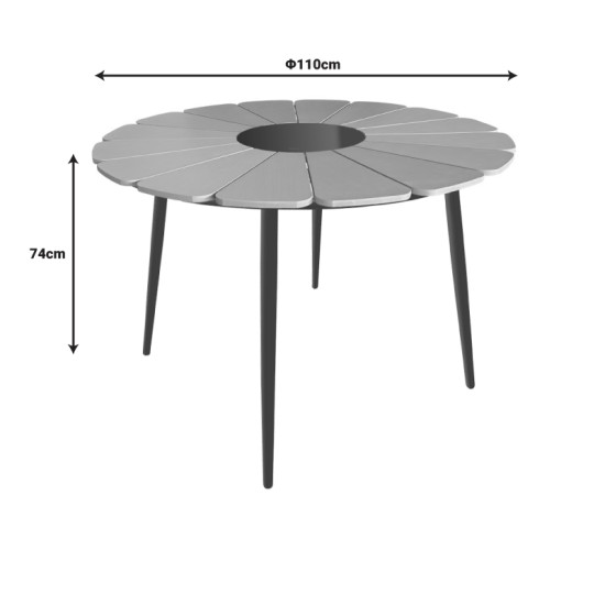 Τραπέζι Pinap μαύρο αλουμίνιο και plywood σε φυσική απόχρωση Φ110x74εκ Τραπέζι Pinap μαύρο αλουμίνιο και plywood σε φυσική απόχρωση Φ110x74εκ