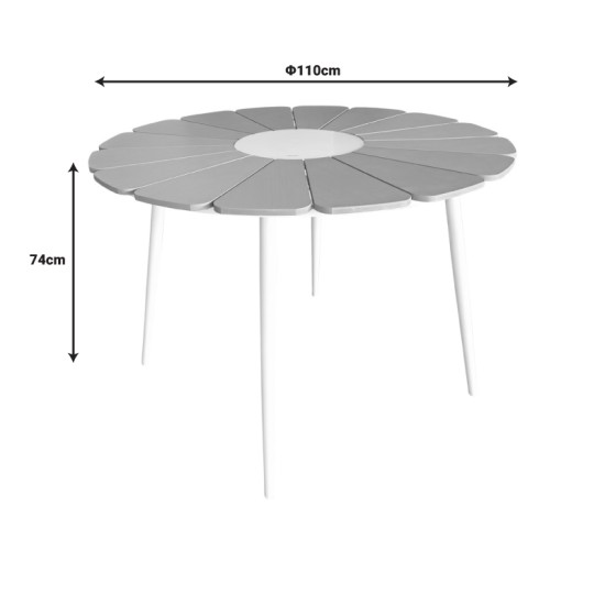 Τραπέζι Pinap λευκό αλουμίνιο και plywood σε φυσική απόχρωση Φ110x74εκ Τραπέζι Pinap λευκό αλουμίνιο και plywood σε φυσική απόχρωση Φ110x74εκ