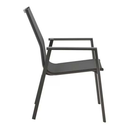 Τραπεζαρία Pinap-Dashiell σετ 5τεμ  μαύρο αλουμίνιο και plywood σε μαύρη απόχρωση Φ110x74εκ