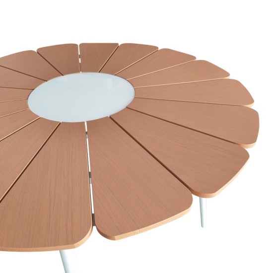 Τραπεζαρία Pinap-Dashiell σετ 5τεμ λευκό αλουμίνιο και plywood σε φυσική απόχρωση Φ110x74εκ Τραπεζαρία Pinap-Dashiell σετ 5τεμ λευκό αλουμίνιο και plywood σε φυσική απόχρωση Φ110x74εκ