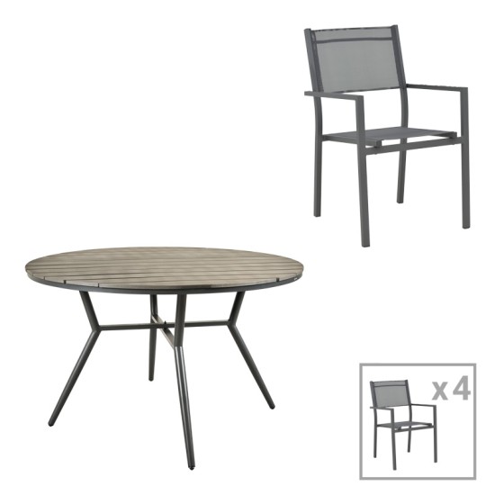 Τραπεζαρία Appa-Moly σετ 5τεμ αλουμίνιο και plywood σε ανθρακί απόχρωση Φ120x74εκ Τραπεζαρία Appa-Moly σετ 5τεμ αλουμίνιο και plywood σε ανθρακί απόχρωση Φ120x74εκ