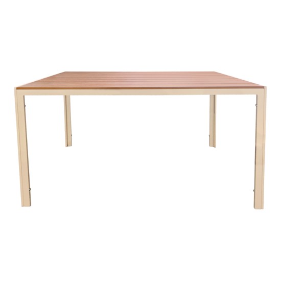 Τραπέζι Nares  σαμπανί αλουμίνιο plywood σε φυσική απόχρωση 140x80x72.5εκ