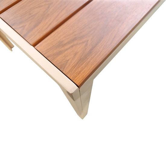 Τραπέζι Nares  σαμπανί αλουμίνιο plywood σε φυσική απόχρωση 140x80x72.5εκ