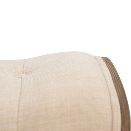 Σκαμπό relax Mirto pakoworld μασίφ ξύλο καρυδί-ύφασμα εκρού 63x50x46εκ Model: 167-000004