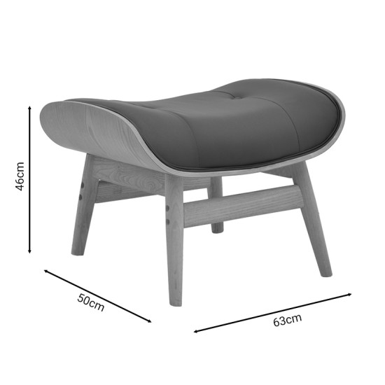 Σκαμπό relax Mirto  μασίφ ξύλο καρυδί-PU μαύρο 63x50x46εκ Model: 167-000018