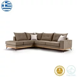 Γωνιακός καναπές δεξιά γωνία Luxury II  ύφασμα mocha-cream 290x235x95εκ