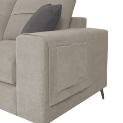 Γωνιακός καναπές δεξιά γωνία Montana  ανοιχτό γκρι ύφασμα με μαξιλάρια σε ποντικί απόχρωση 275x215x93εκ