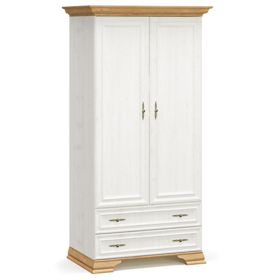 Ντουλάπα Jaden  δίφυλλη golden oak-λευκό antique 101x62x197,5εκ Model: 173-000030