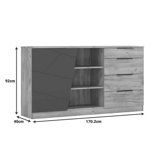 Μπουφές Phoebe  σε sonoma - γκρι απόχρωση 170.2x40x92εκ