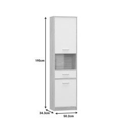 Ντουλάπα στήλη Letto  σε oak - λευκό ματ απόχρωση 50,2x34,3x195εκ