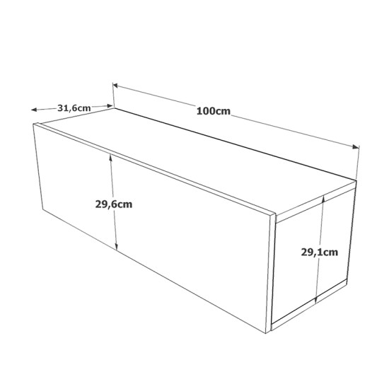 Έπιπλο τηλεόρασης επιτοίχιο Serit pakoworld λευκό-oak 100x31,5x29,5εκ Model: 176-000006