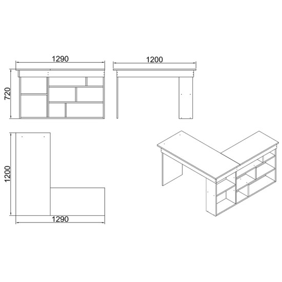 Γραφείο γωνιακό Rosaline  λευκό-oak 120x129x72εκ Model: 176-000010