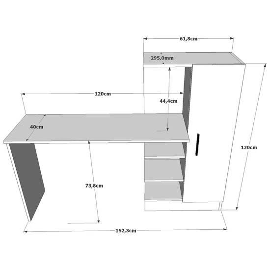 Γραφείο-ραφιέρα Kary pakoworld μαύρο-oak 152,5x40x120εκ Model: 176-000019