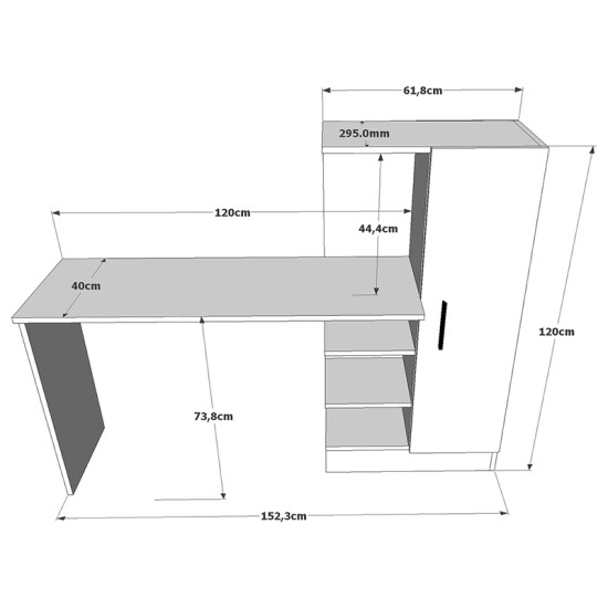 Γραφείο-ραφιέρα Kary pakoworld λευκό-oak 152,5x40x120εκ Model: 176-000020