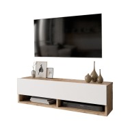 Έπιπλο τηλεόρασης επιτοίχιο Roscoe  λευκό-oak 100x31.5x29.5εκ Model: 176-000031