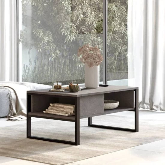 Τραπέζι σαλονιού Honora ανθρακί antique-μαύρο 100x60x44.5εκ Τραπέζι σαλονιού Honora ανθρακί antique-μαύρο 100x60x44.5εκ