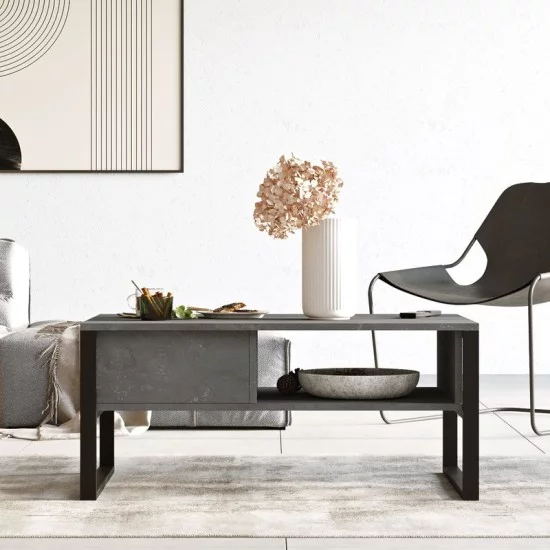 Τραπέζι σαλονιού Honora ανθρακί antique-μαύρο 100x60x44.5εκ Τραπέζι σαλονιού Honora ανθρακί antique-μαύρο 100x60x44.5εκ