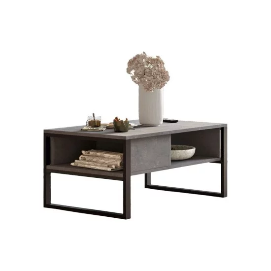 Τραπέζι σαλονιού Honora ανθρακί antique-μαύρο 100x60x44.5εκ Τραπέζι σαλονιού Honora ανθρακί antique-μαύρο 100x60x44.5εκ
