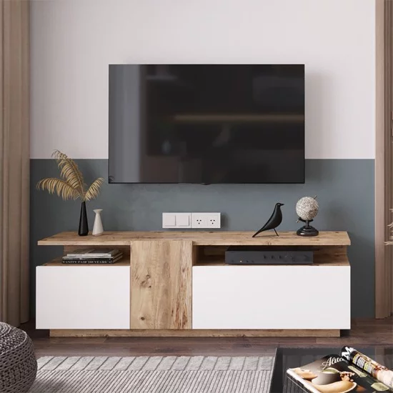Έπιπλο τηλεόρασης Elana sonoma-λευκό 150x29.5x46.3εκ Έπιπλο τηλεόρασης Elana sonoma-λευκό 150x29.5x46.3εκ