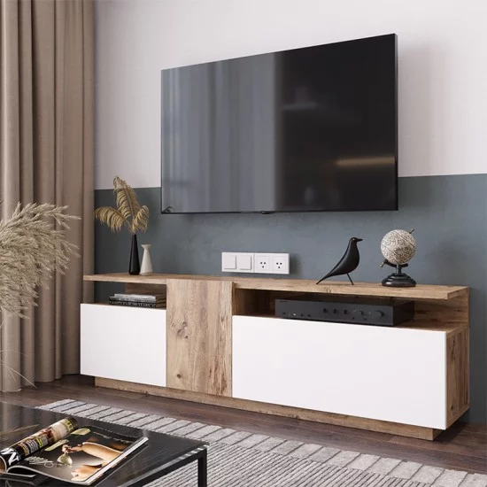 Έπιπλο τηλεόρασης Elana sonoma-λευκό 150x29.5x46.3εκ Έπιπλο τηλεόρασης Elana sonoma-λευκό 150x29.5x46.3εκ