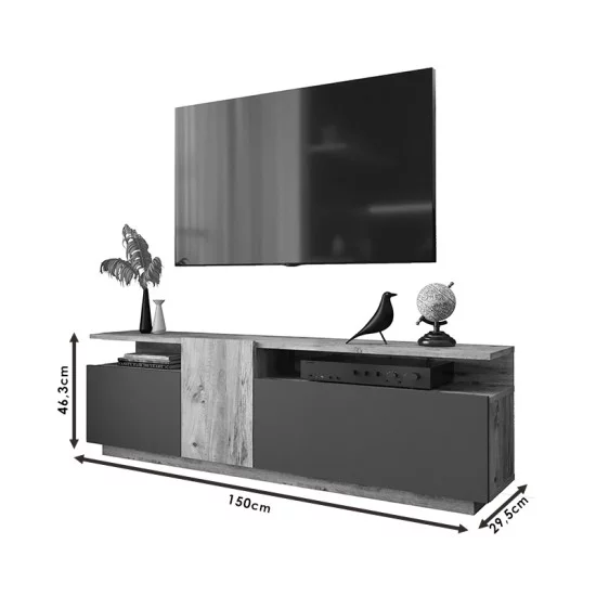 Έπιπλο τηλεόρασης Elana sonoma-λευκό 150x29.5x46.3εκ Έπιπλο τηλεόρασης Elana sonoma-λευκό 150x29.5x46.3εκ