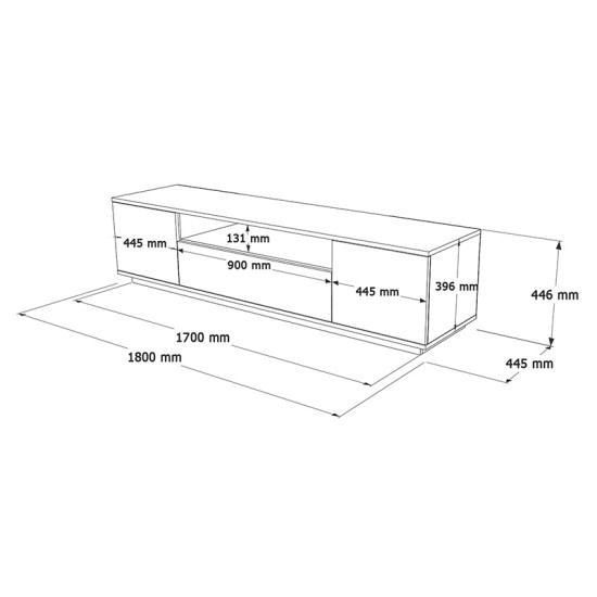 Έπιπλο τηλεόρασης Soren  sonoma-ανθρακί 180x.44.5x44.6εκ Model: 176-000056