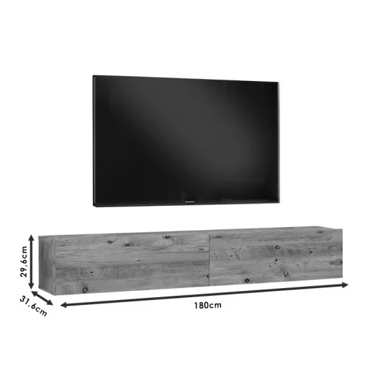 Έπιπλο τηλεόρασης επιτοίχιο Dello  λευκό-oak 180x31.6x29.6εκ