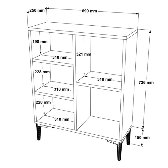 Βιβλιοθήκη χαμηλή Neville  sonoma 69x25x87.6εκ Model: 176-000075